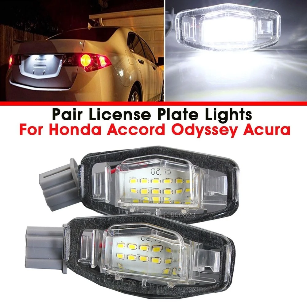 

2x LED License Number Plate Light Lamp Error Free Canbus for Honda Accord Odyssey Civic City Sedan Acura MDX TSX ILX RDX RL TL
