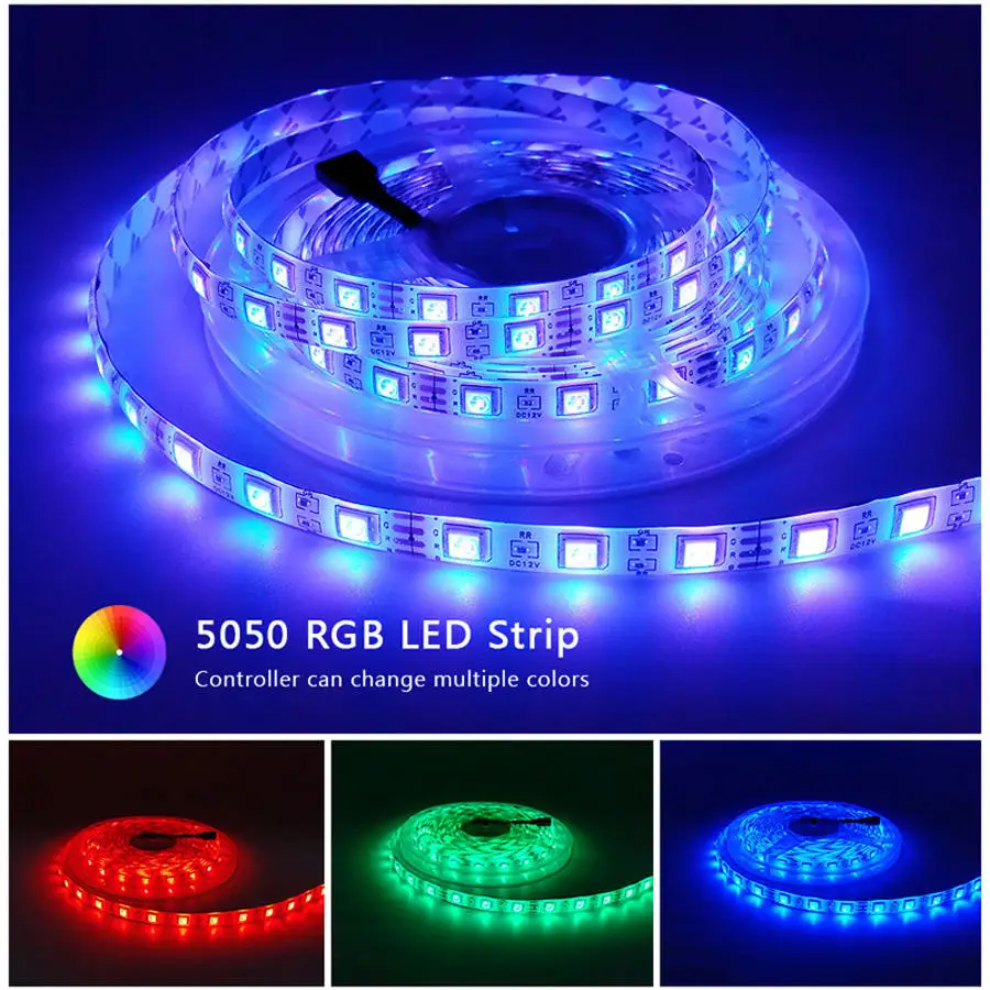 

5M SMD5050 Led Light Strips Flexible tape IP20/IP65 White/Warm White/Red/Green/Blue/RGB/CCT LED Strip for christmas decoration