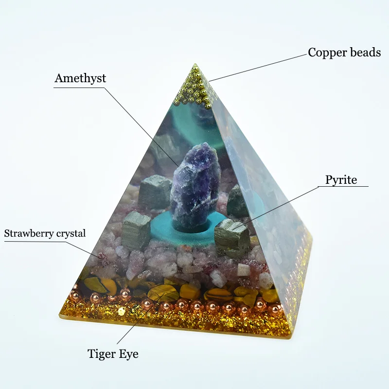 Spirtual Things Orgonite Chakra Crystal Amethyst Decor Orgone Pyramid Positive Energy Generator EMF Protection