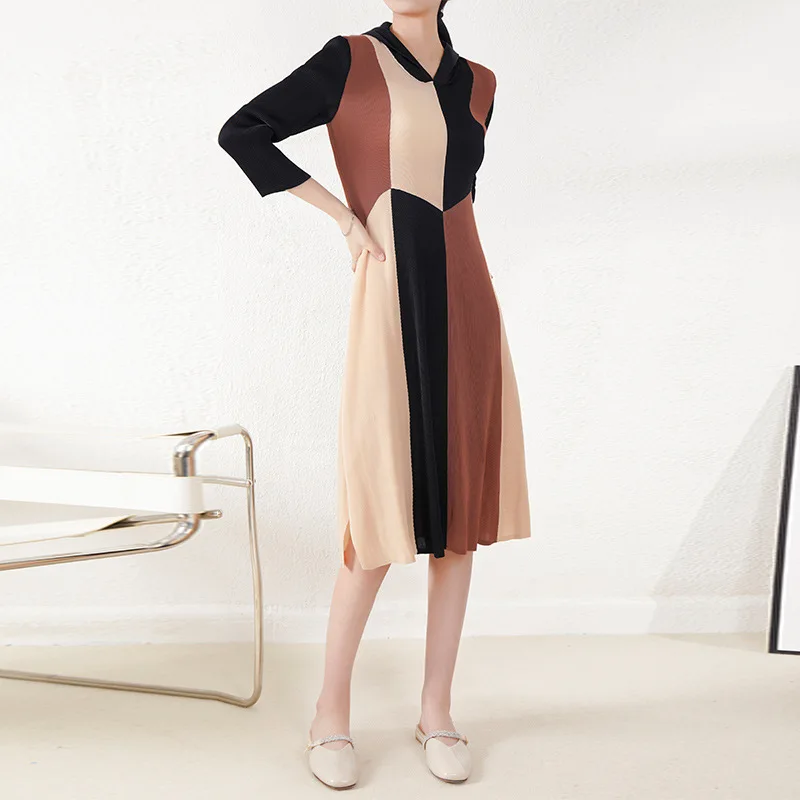 

Miyake pleated skirt design sense fashion dress hooded women's 2022 temperament to reduce age and thin