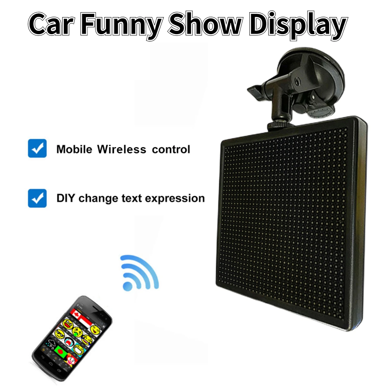 

Rear Window Car Mobile Advertising Screen Bluetooth-compatible Car Funny Show Panel Full Color Smart LED Display USB Powered RGB