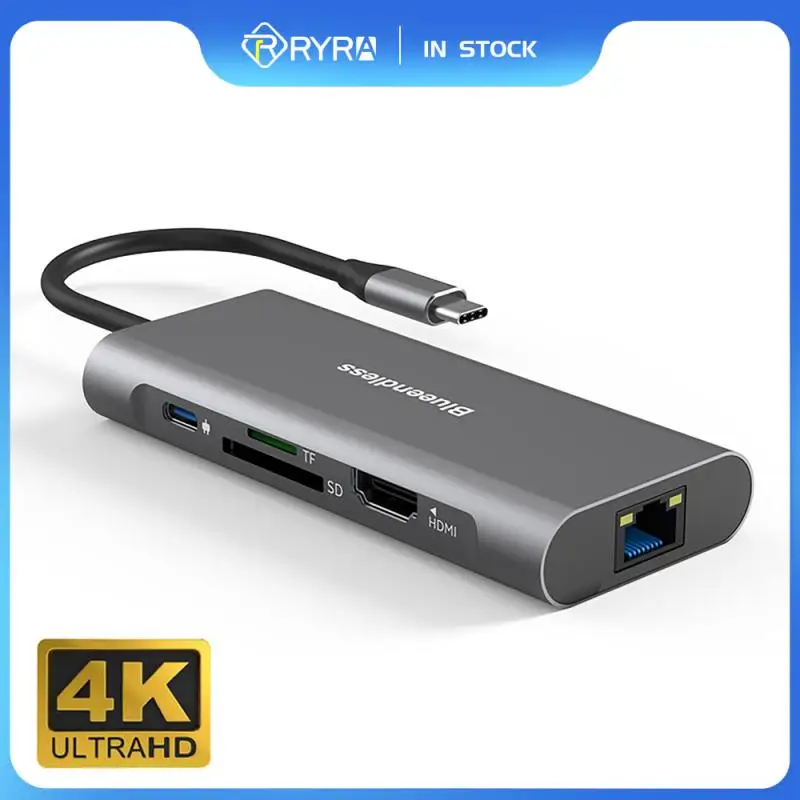 

RYRA 8-in-1 Docking Station USB C HUB Type C To 4KHDMI Usb Hub RJ45+PD+SD/TF Notebook Converter Windows/MAC/Linux USB Splitter