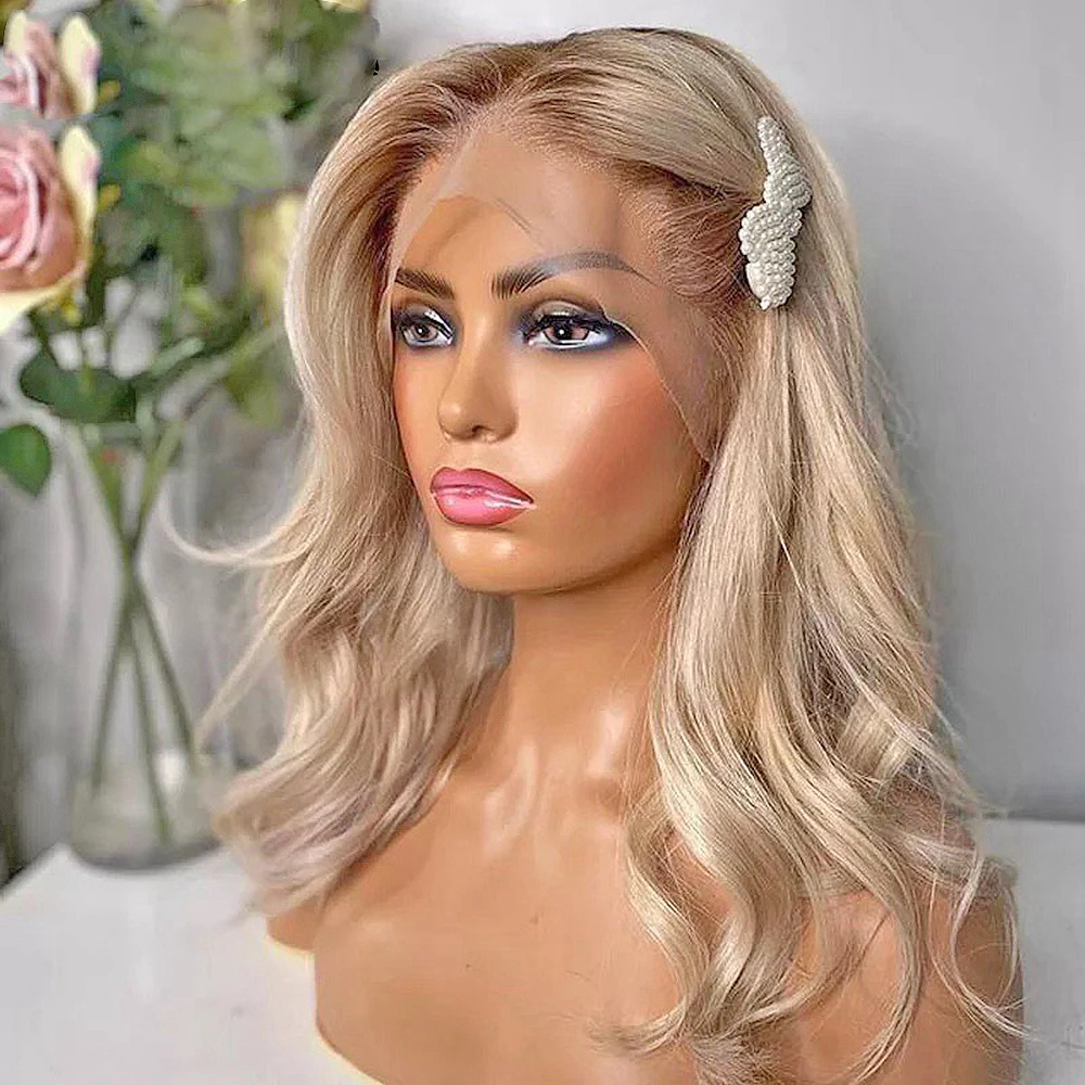 Short Bob Wave Human Hair Lace Front Wigs ombre brown ash blonde brazilian lace wigs for women Hd Transparent lace ombre blonde