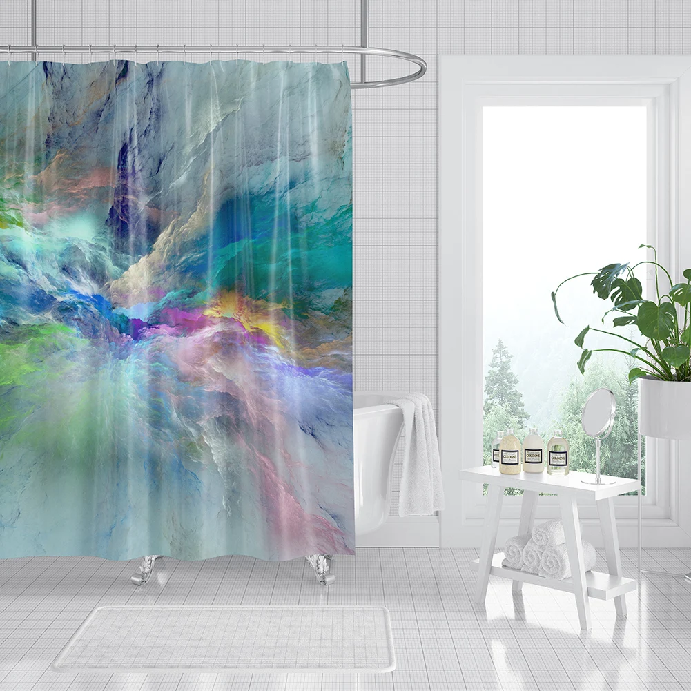 

Galaxy Space Shower Curtain Psychedelic Marble Sea of Clouds Nebula Hang Curtain Tie Dye Bathroom Decor Cortina Ducha
