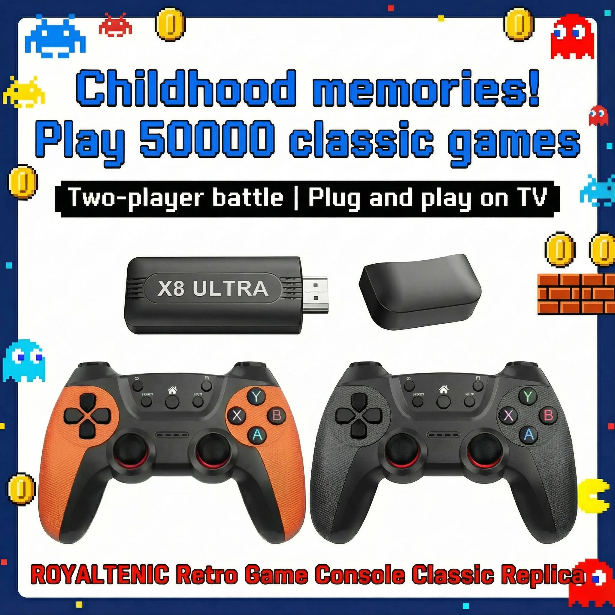 Фото Игровая приставка X8 Ultra Game Stick Pro 128 ГБ, ретро-консоль с 50000+ играми, 4K HD, беспроводной контроллер, видеоплеер для ТВ №5
