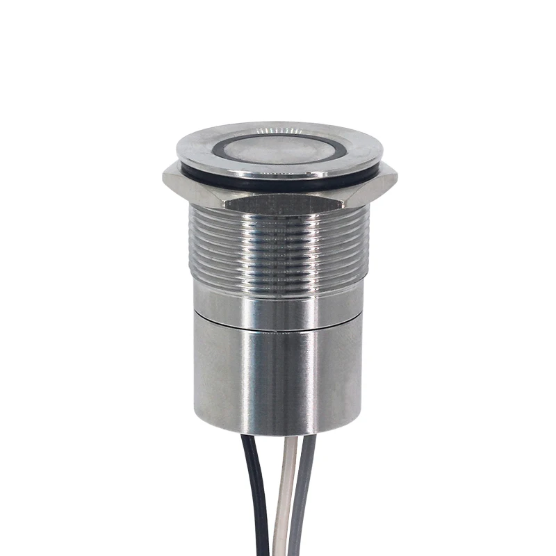 Кнопка сенсорного типа IP68 для подключения к электричеству, водонепроницаемая, с подачей питания на 12 вольт, с возможностью включения светодиода в мгновенном режиме, датчик срабатывает при нажатии кнопки диаметром 16/19/22/25/30 мм, фиксация выключателя