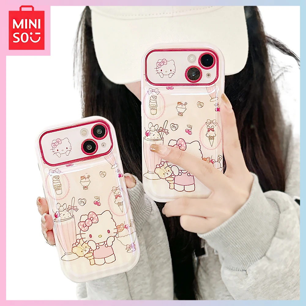 

Miniso Hello Kitty Pink Iphone 15Promax Kawaii 14Pro Cartoon 13/12/11 All-Inclusive Drop-Proof Case for Girls Birthday Gift
