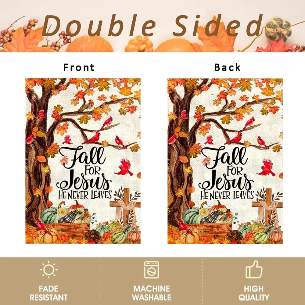 RABUSOFA осень для Иисуса Садовый флаг 12x18 дюймов двусторонний улицы Осенний клен он
