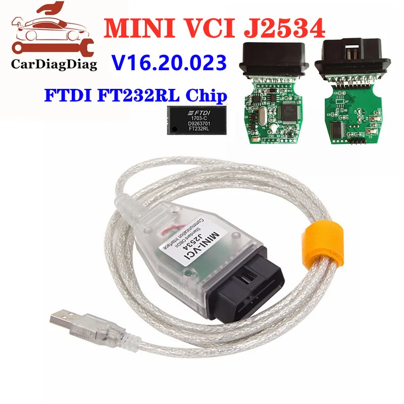 V17.00.020 MINI VCI J2534 для разъемов Toyota FTDI FT232RL автомобильный OBD OBD2 диагностический сканер