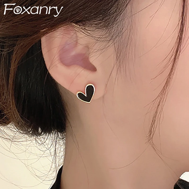 Женские серьги-гвоздики FOXANRY модные корейские милые маленькие и простые серьги в