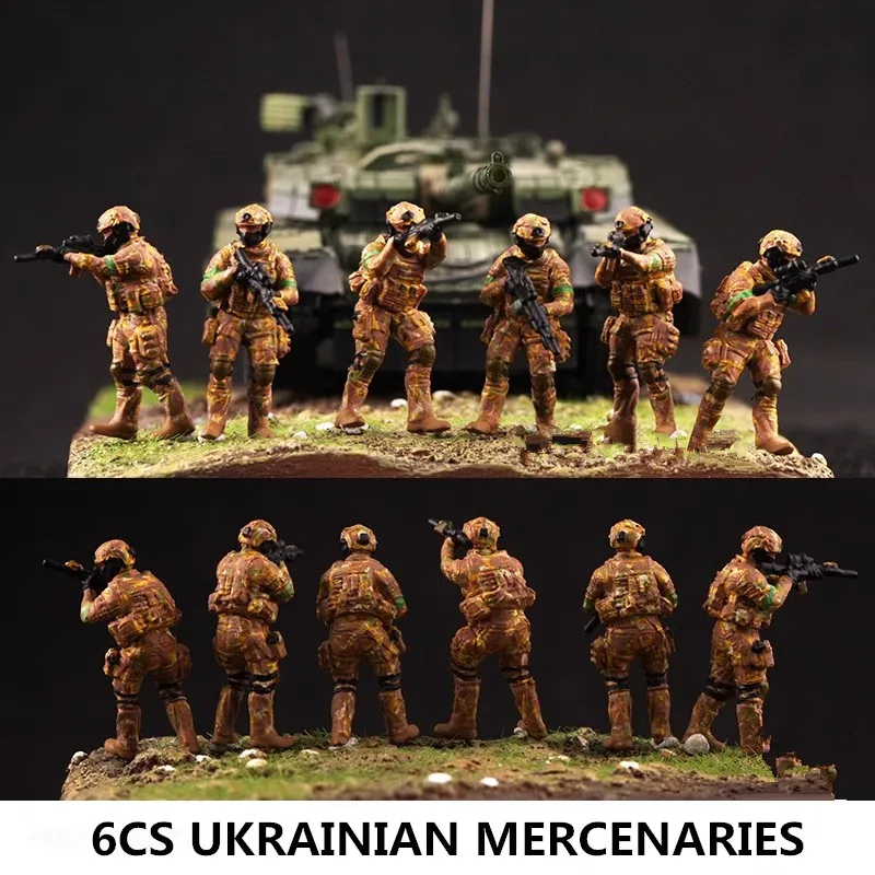 

1:72 Scale Model 6 Pcs Ukrainian Mercenary Action Figure Soldiers Dolls Toys DIY Scene Accessory Collection Display Gifts Fans