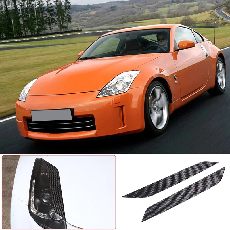 

For Nissan 350Z Z33 2003-2008 Car Front Headlight Eyebrow Eye Lid Eyelids Cover Frame Trim Soft Carbon Fiber Car Accessories