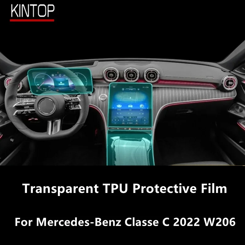 

For Mercedes-Benz Classe C 2022 W206 Car Interior Center Console Transparent TPU Protective Film Anti-scratch Repair Film