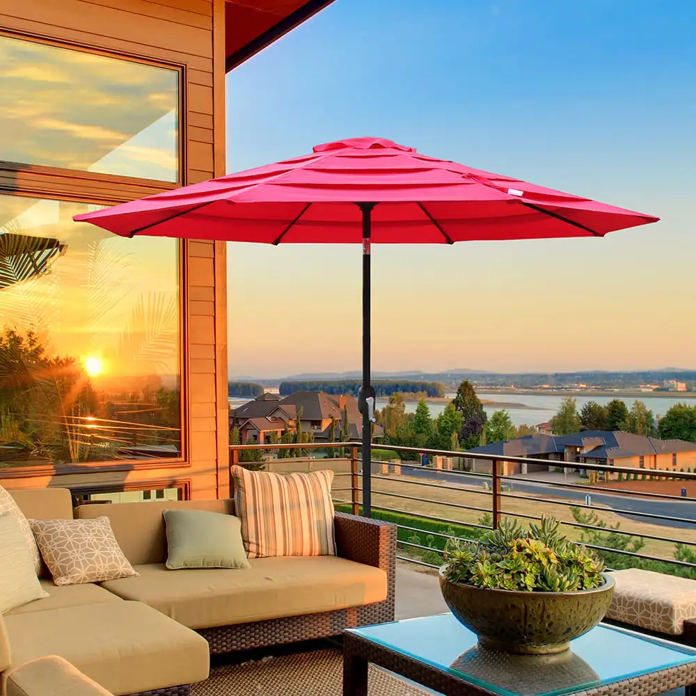 

Abble 9' Red Octagon Market Patio Umbrella