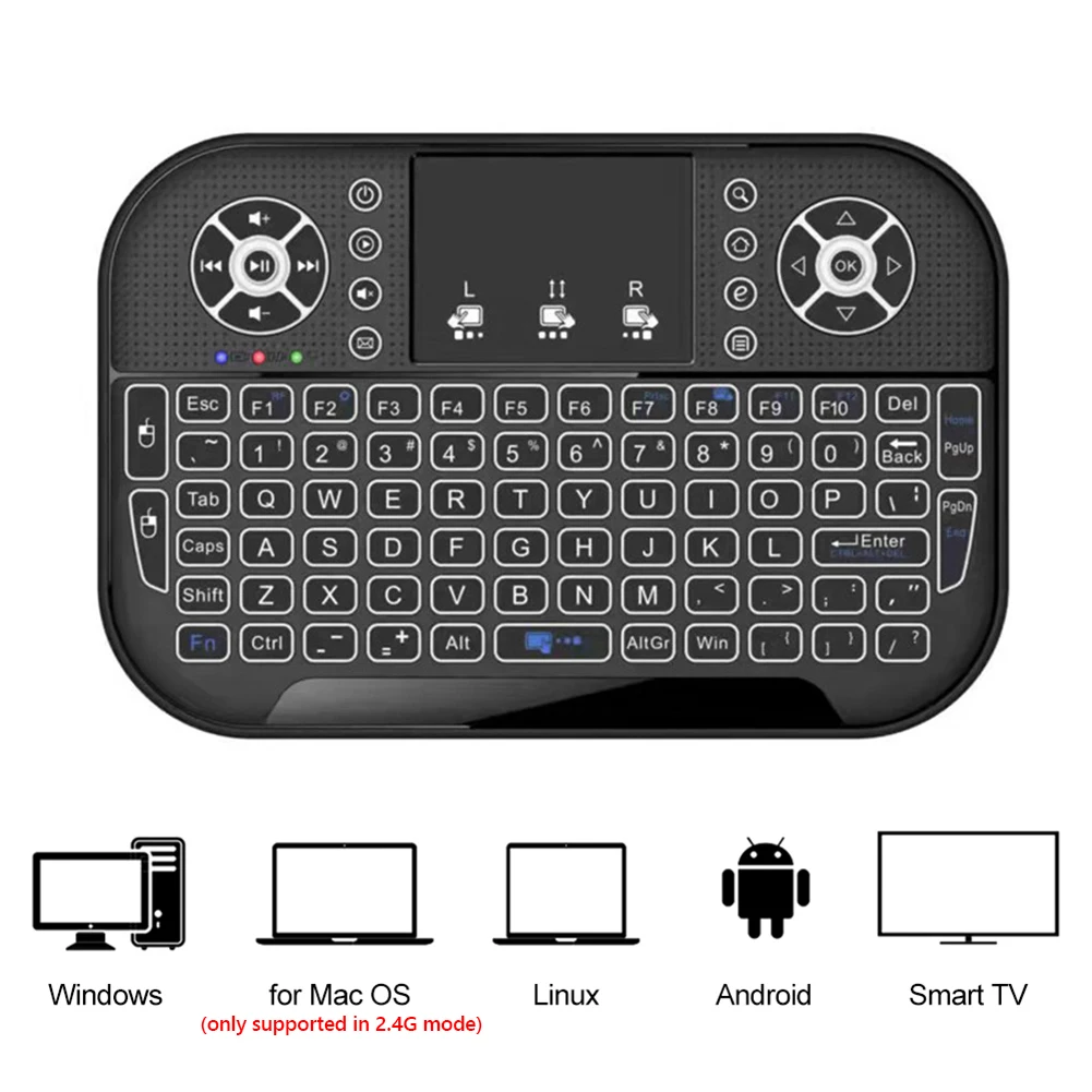 A8 Mini 2.4G Keyboard Backlight Bluetooth Air Mouse Wireless Touchable Remote Control for Smart TV Box Desktop Touchpad PC - купить по