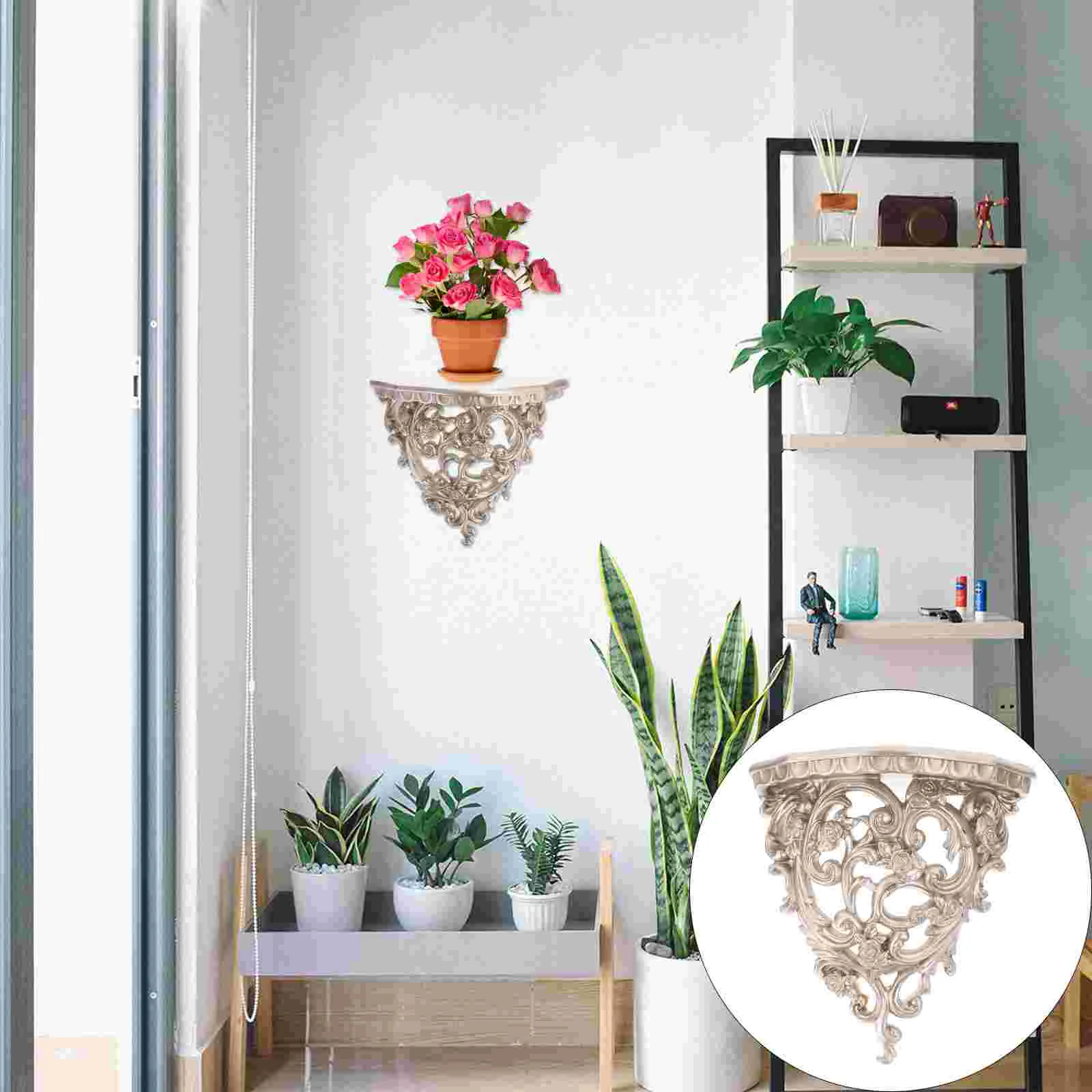 

Wall Shelf Flower Shelves Pot Mounted Sconce Stand Floating Decorative Planter Display Rustic Holder Hanging Hanger Storage