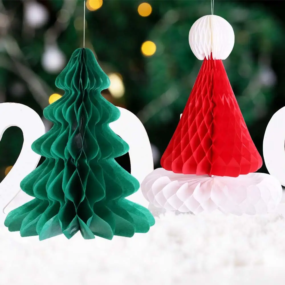 New Year Xmas Home Party Paper Honeycomb Hanging Ornament Christmas Tree Christmas Decoration