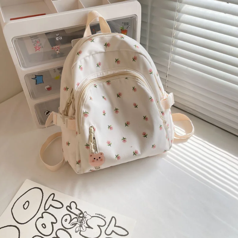 

Personalised Embroidery Name Floral Backpack School Kawaii Backpack for Girls, Casual Daypack Ladies Backpacks Rucksack Handbags