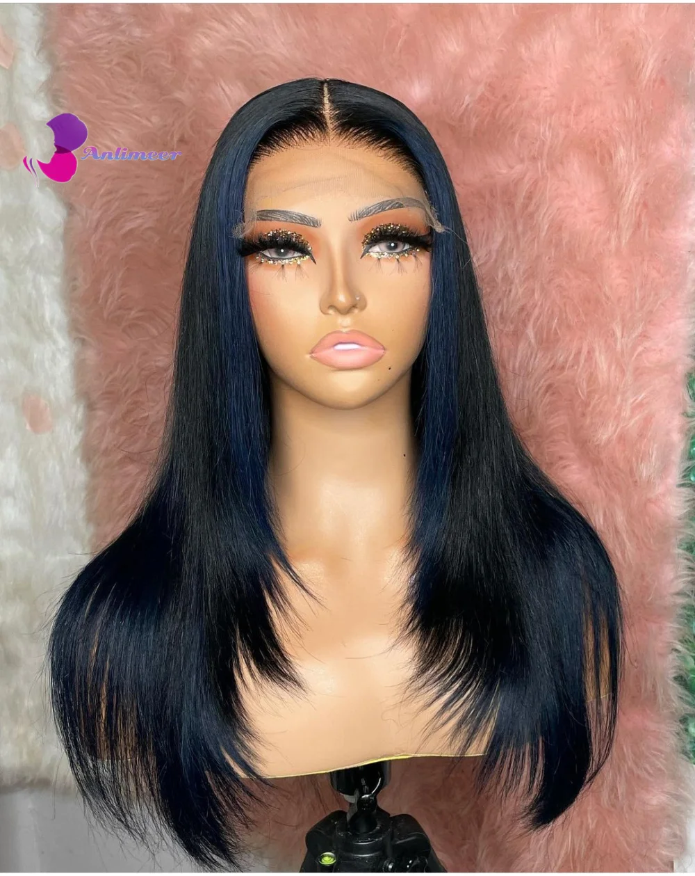 Highlight Blue Colored 4x4 Lace Closure Wig  human Hair Lace Front Wig For Women Glueless Human Hair Wig for Black Women