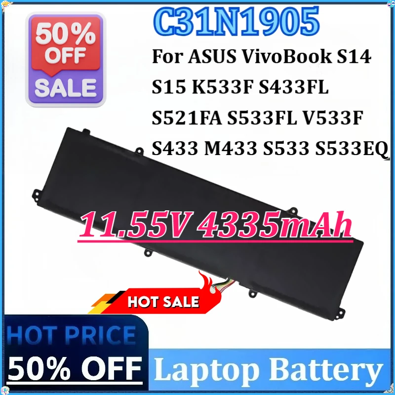 Фото Новый аккумулятор для ноутбука C31N1905 11,55 В 4335 мАч для ASUS VivoBook S14 S15 S433 K533F S433FL S533FL S521FA V533F M433 S533 S533EQ №1