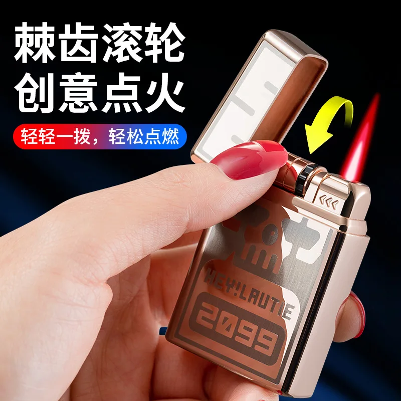 

Manufacturer Direct Jackie Chan Rotary Induction Windproof Lighter Ultra Thin Red Flame Boutique Double Plated Gift Box CL2102