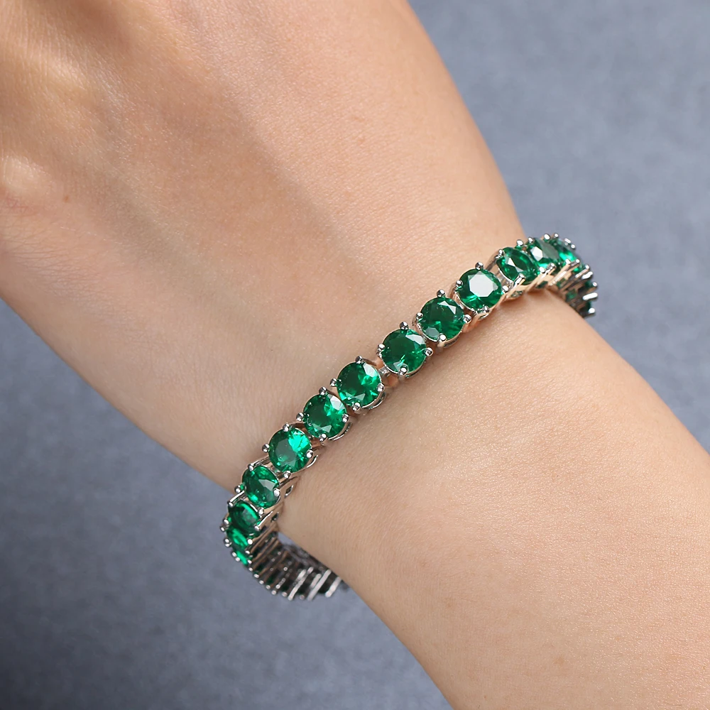 

Fashion Emerald Green Ladies Bracelet Bangle Chain Shiny Cubic Zircon Bracelets for Woman Bridesmaid Gift Elegance Party Jewelry