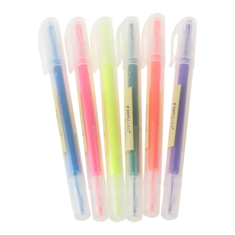 

6 Pcs Watercolor Gel Pen Cute Highlighter Solid Accent Ink Maker Smooth Writing Y98A