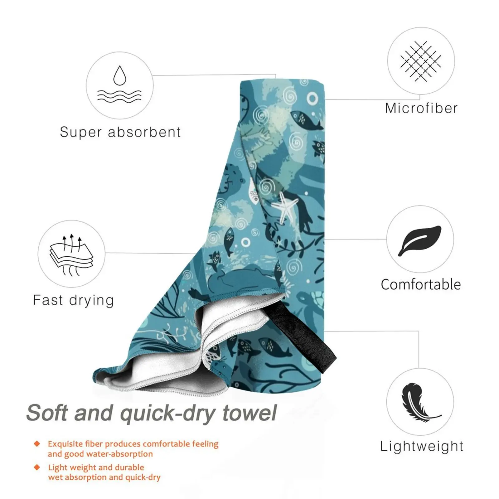 From One Otter To Another Bath Towel Beach Cushion Fish Sea Horse Natical Ocean Water | Towel/Towel Set