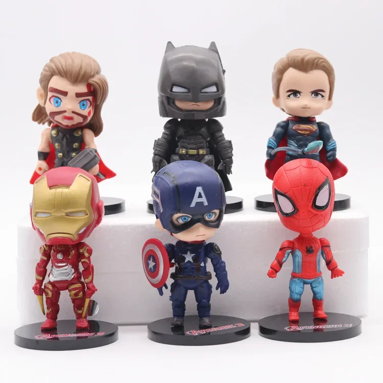 [Забавный] 6 шт./лот Disney Marvel Железный Человек-Паук Тора Фигурка игрушки статуя