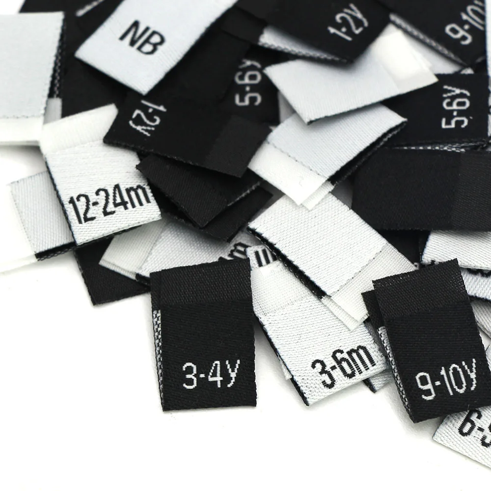 100 шт. бирки для одежды белая черная этикетка размера с номером возраста складная