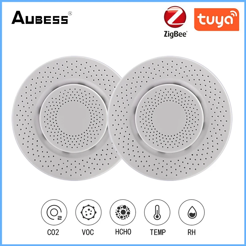 

Aubess Zigbee/Tuya Smart Air Box Carbon Dioxide Detector CO2 Gas Sensor Formaldehyde VOC Temperature Humidity Sensor Smart Home