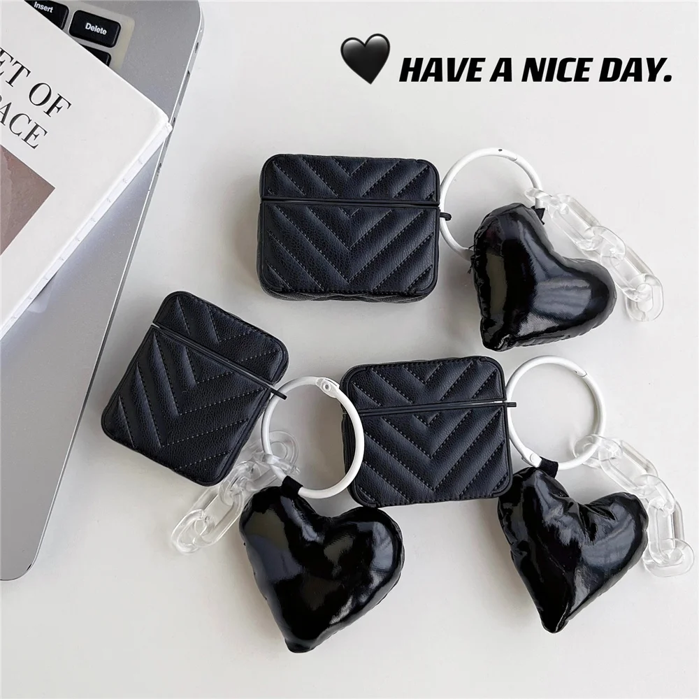 

Чехол для наушников Airpods 1 2 3 Pro pro2 простой однотонный пуховик в форме подушки безопасности ТПУ мягкий чехол для наушников с подвеской Love ...