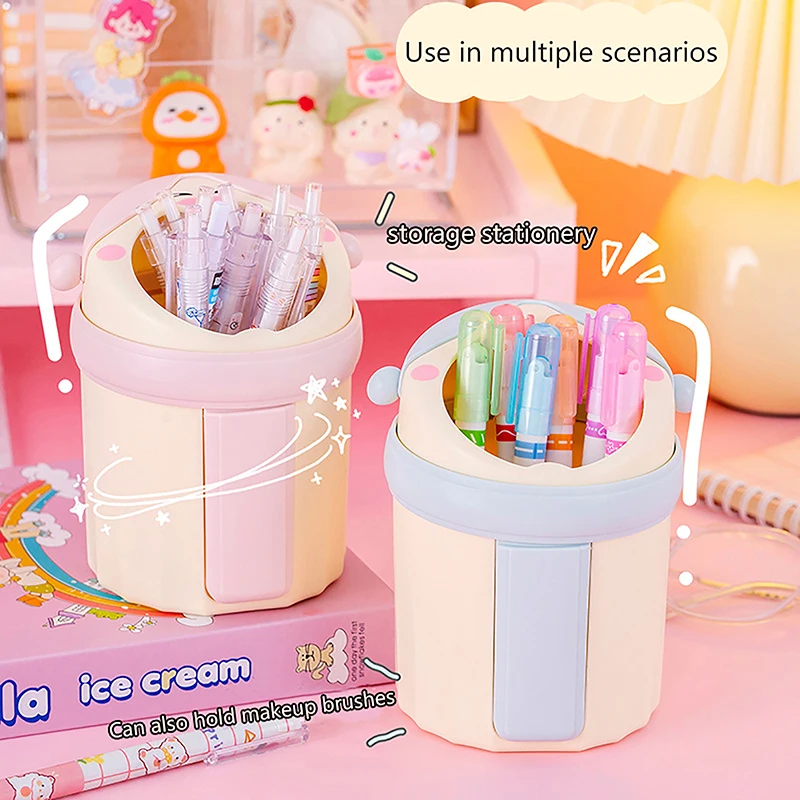 

Novelty Large Capacity Pen Holder Simple Operation Burr Free Makeup Brush Organizer Princess Style Pencil Gel Pen Storage Bucket
