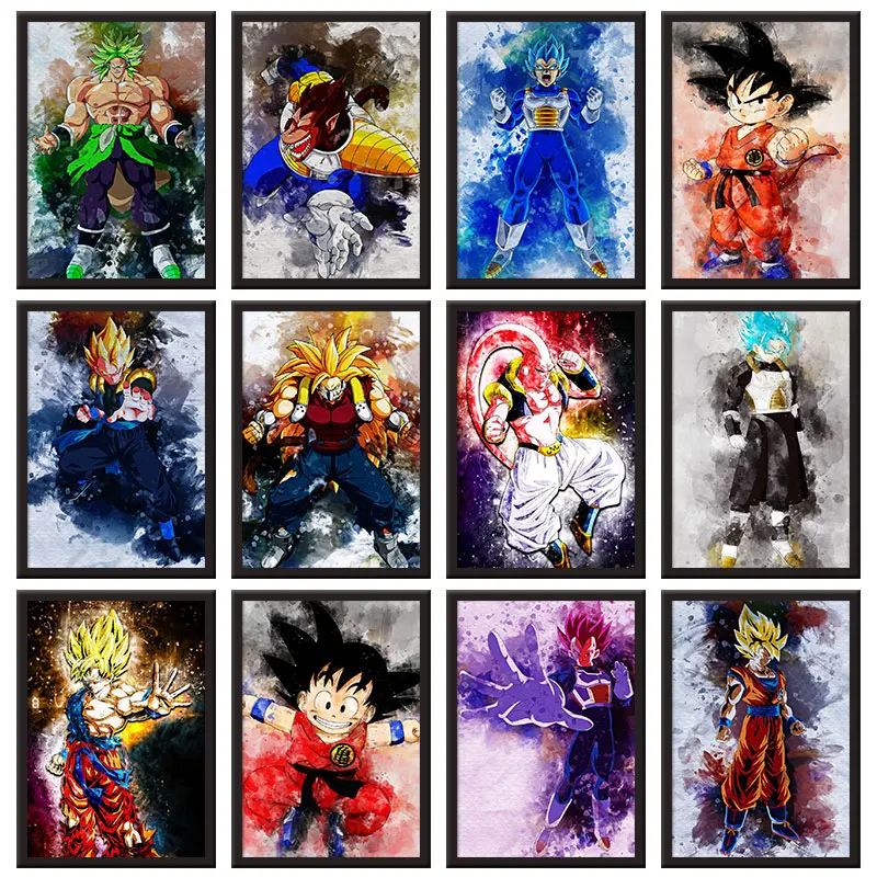 

Anime Peripherals Canvas Painting Dragon Ball Figure Goku Poster Cartoon Mural Decoration Wall Art Picture Kids Christmas Gifts
