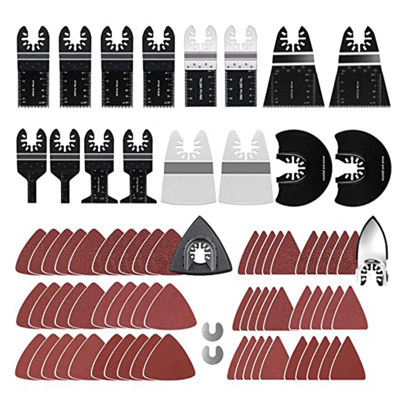 

Promotion! Oscillating Saw Blades, 80Pack Oscillating Tool Blades For Wood Metal Plastics Quick Release Multi Tool Kits For Dewa