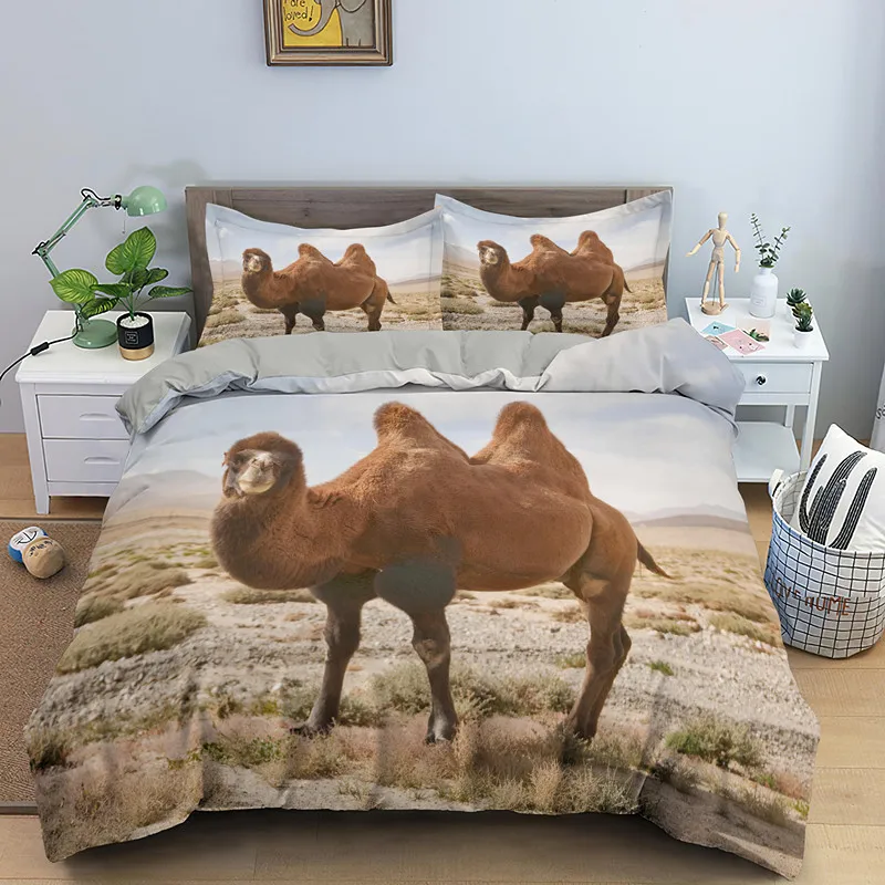 Комплект постельного белья с 3D рисунком пустыни верблюда пододеяльник 1/2 шт.