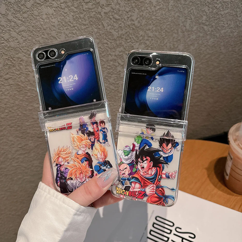 Фото Модный японский аниме-чехол Dragon Ball Goku Saiyan, прозрачный чехол для телефона Samsung Galaxy Z Flip 7 6 5 4 3, жесткий чехол из ТПУ №1