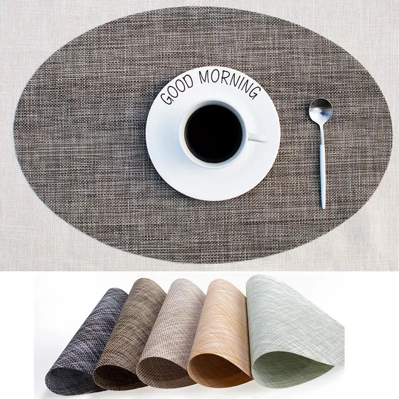 

NEW2022 1Pcs Dinner Placemat PVC& Linen Dining Table Mat Disc Pads Bowl Pad Coasters Table Decor Cloth Pad Slip-Resistant Pa