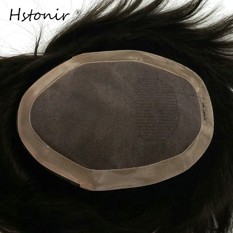 Hstonir Mens Hairpieces Wig Men Hair Toupee System Human Mono Wig Hairpiece Indian Remy Hair NPU H008