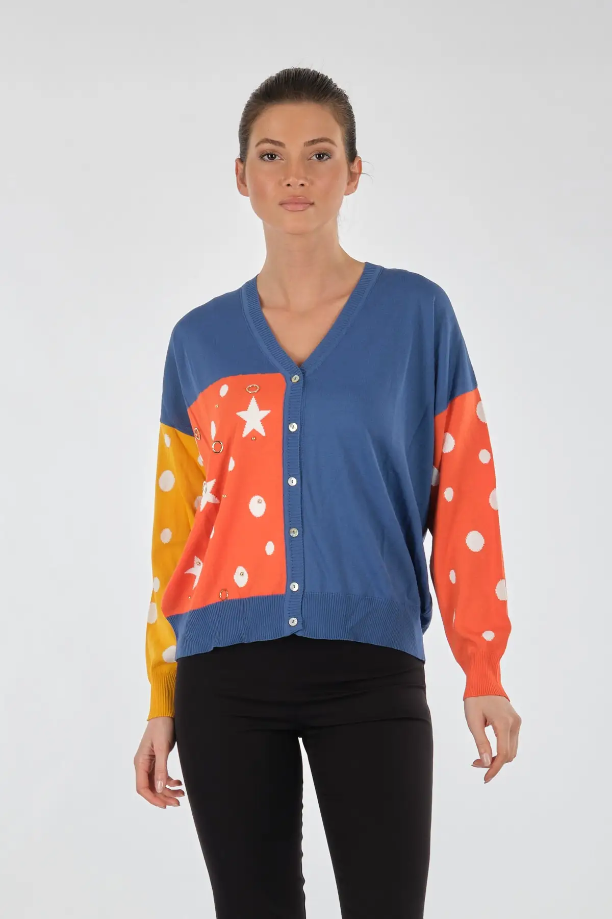

Women's Cardigan Twomail Buttoned Long Sleeve Indigo Casual Knitted Quality Fashion Cardigan Sweaters Loose Sweater Jumper