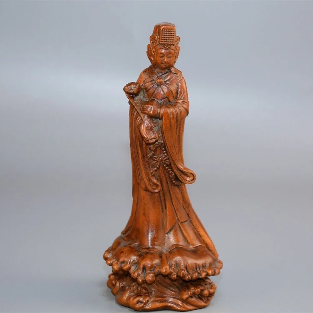 Китайский натуральный самшит резная фигурка Мазу статуя деревянная скульптура