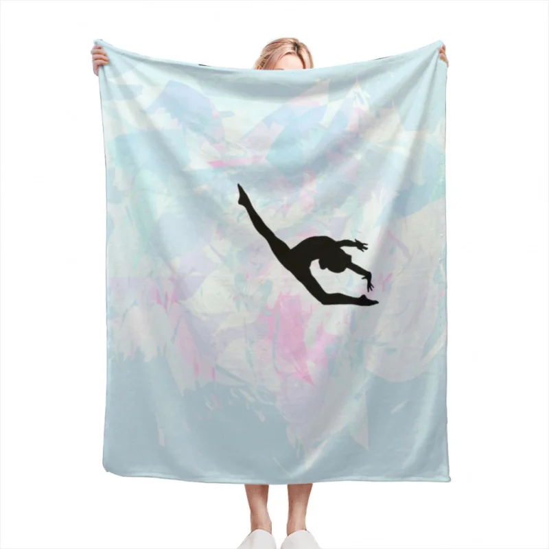 

Water Colour Gymnastics Silhouette Throw Blankets Soft Flannel Fleece Warm Blanket Bed Couch Camping Travel