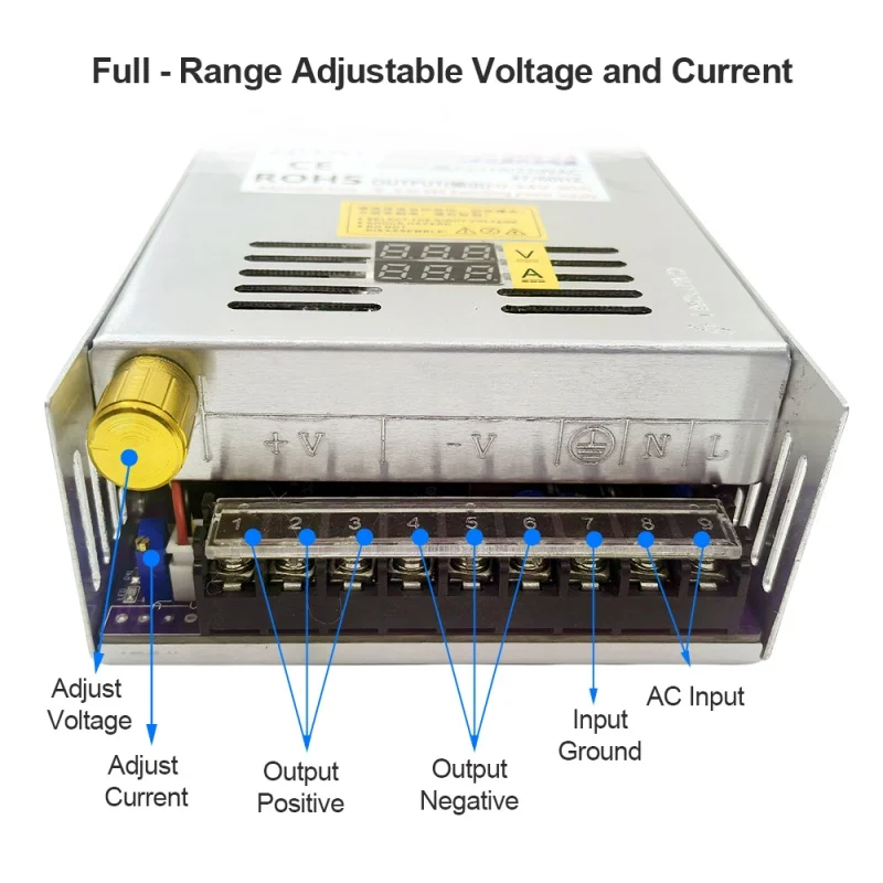 Импульсный источник питания 500 Вт Регулируемый ток напряжения 0-12 В 24 36 48 60 80 с