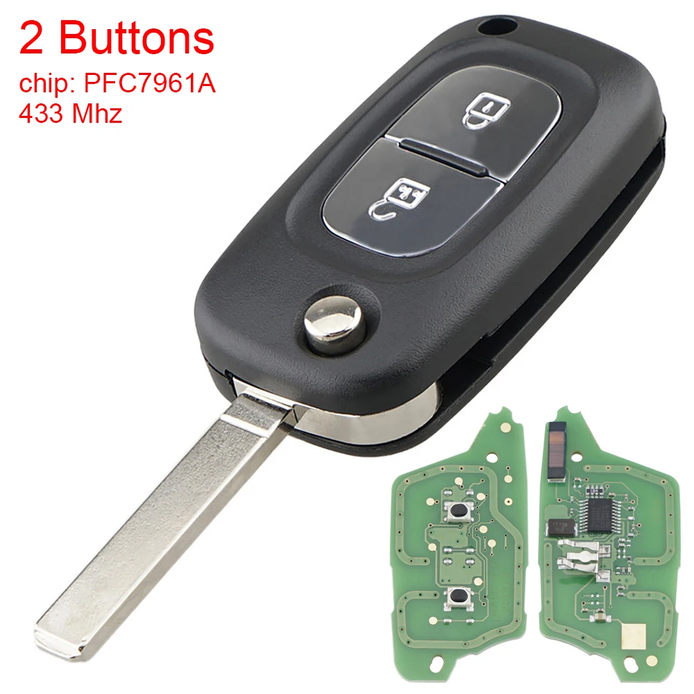 

433MHz 2 Buttons Smart Car Remote Key with ID46 PFC7961A Chip for Renault Clio III Clio 3 Kangoo Master Modus Twingo 2006-2016