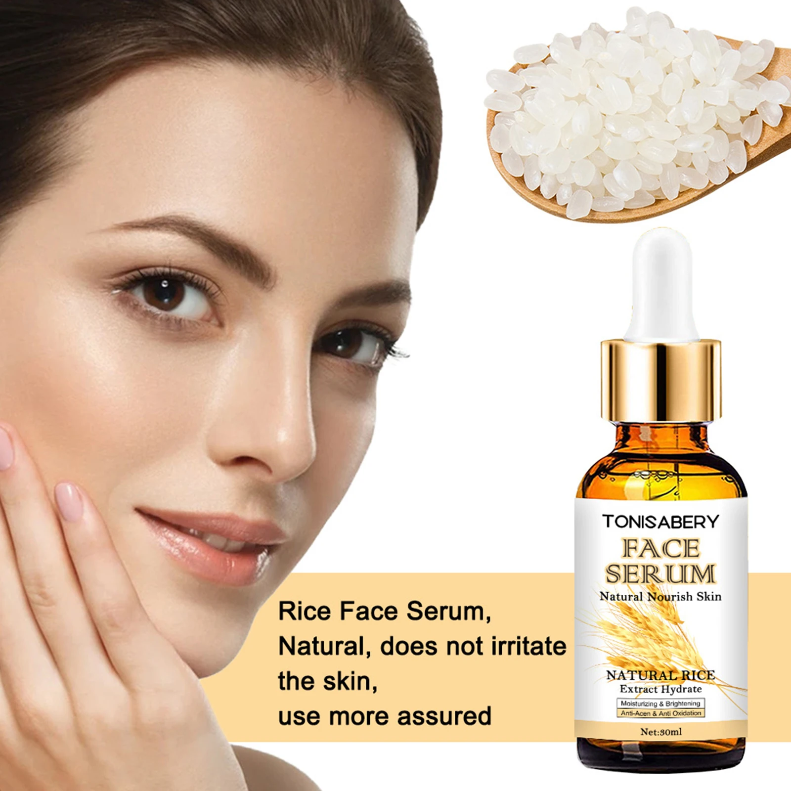 

30ml White Rice Whitening Serum Face Moisturizing Cream Shrink Pores Brighten Enzyme Anti Wrinkle Anti Aging Skin Care Essence