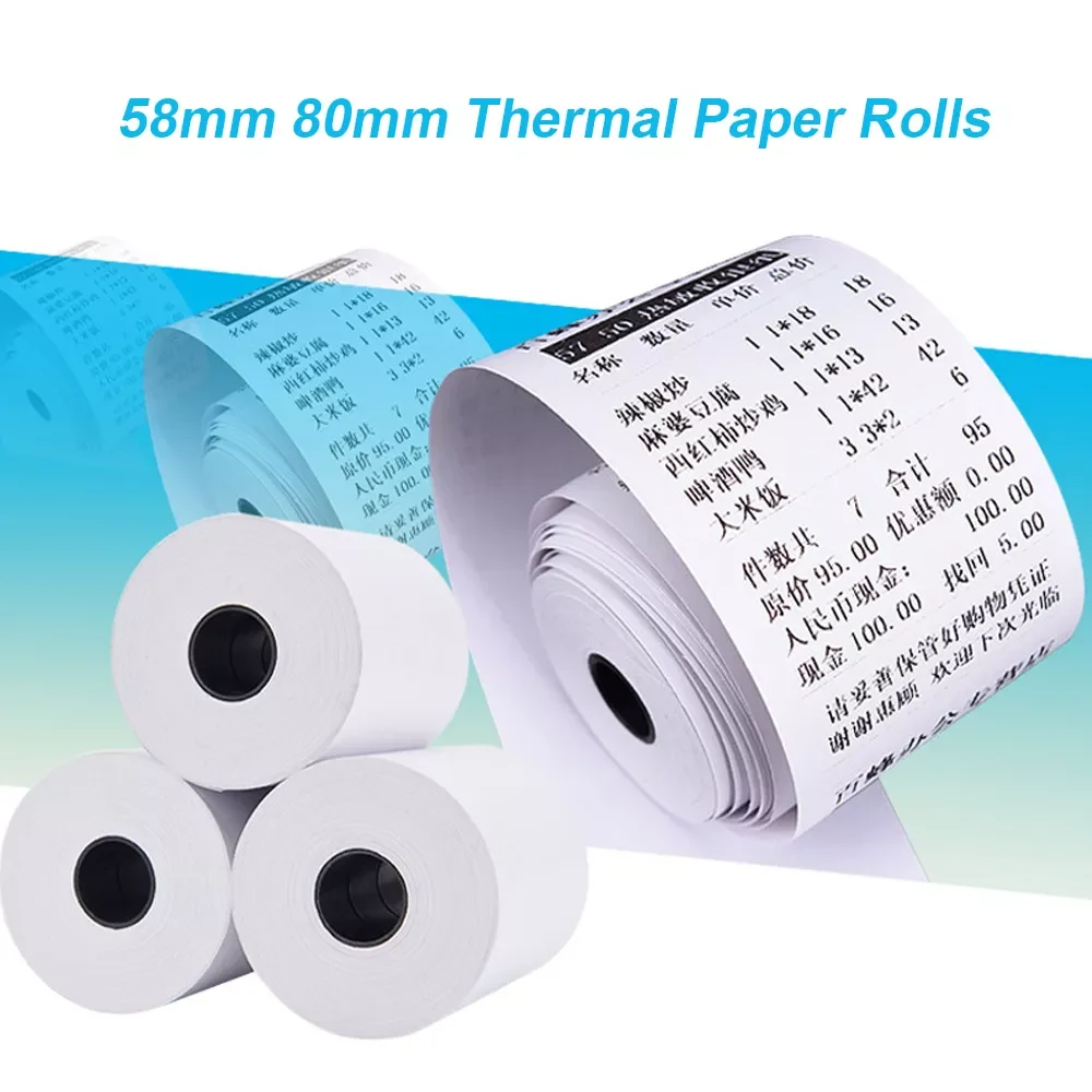 

NEW2023 Thermal Receipt Paper Rolls 58mm 80mm Width for Mini Thermal Printer Cash Register Paper for Mobile POS Sunmi V2 or 80mm