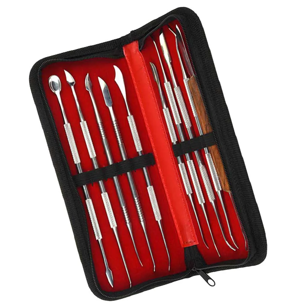 

1 Set Wax Carving Tool Carvers Spatula Double Ended Rainbow for Wax Oil or Statuary Clay Pottery with Carrying Case ( Black Bag