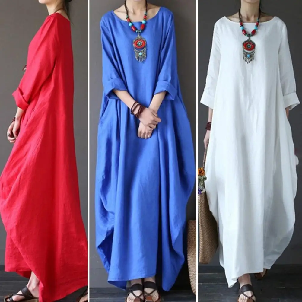 

Autumn Dress Breathable Maxi Loose Lightweight Autumn Dress Women Dress Daily Clothes