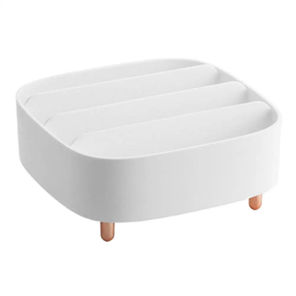 

Practical Makeup Organizer Burr-free Simple Divided Desktop Dresser Makeup Holder Rectangular Storage Box for Living Room