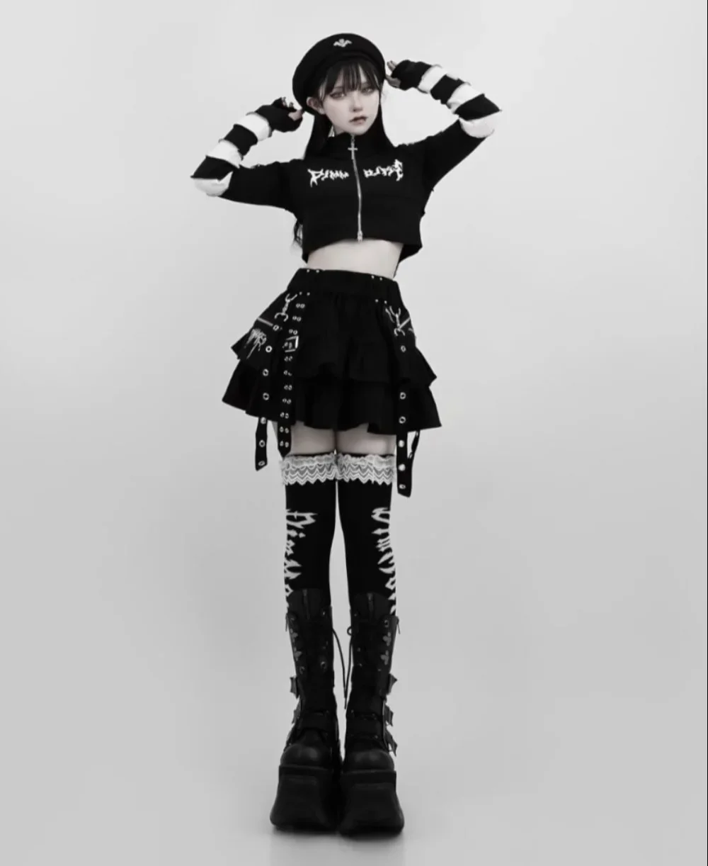 Японские короткие юбки с повязками для шахт новые летние Harajuku в студенческом